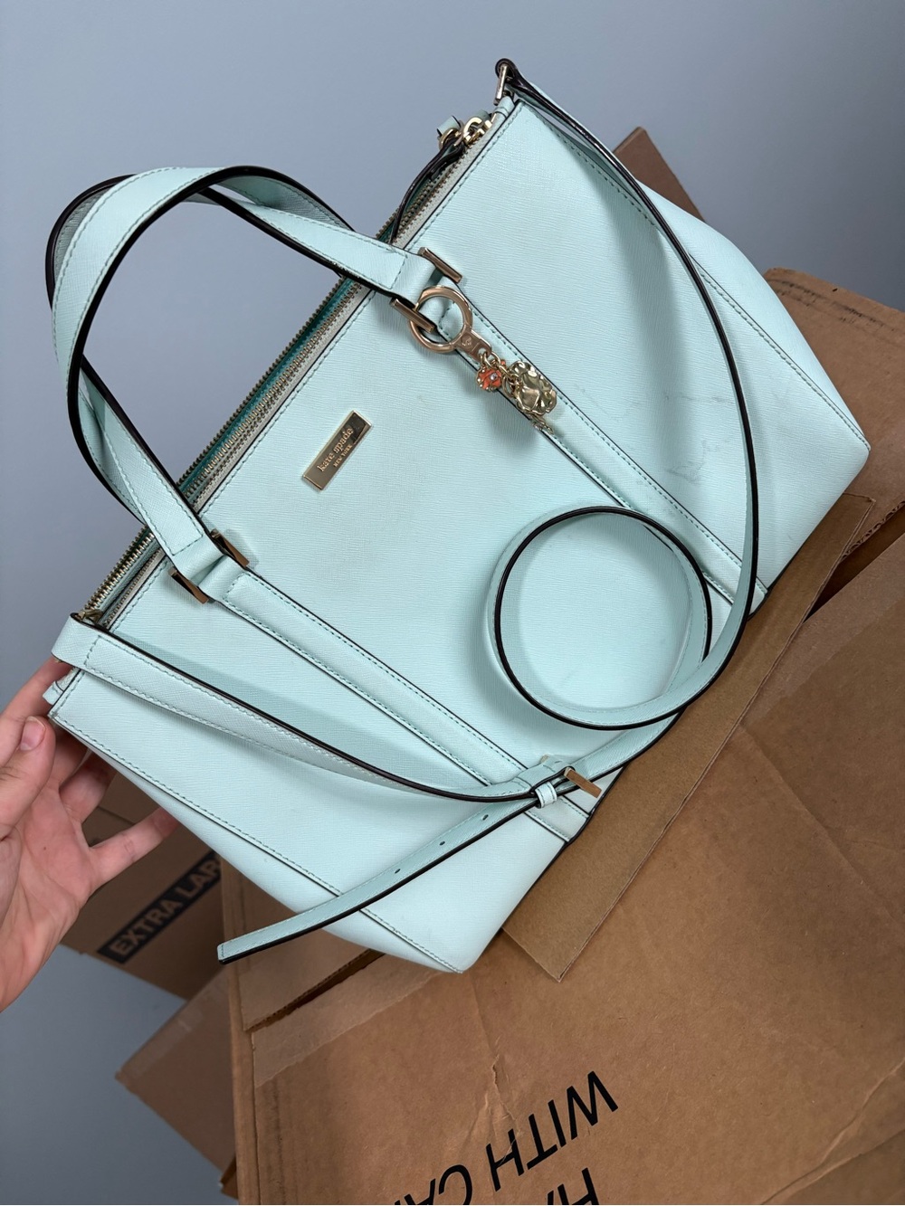 kate spade Mint Green Leather Satchel with Gold Hardware